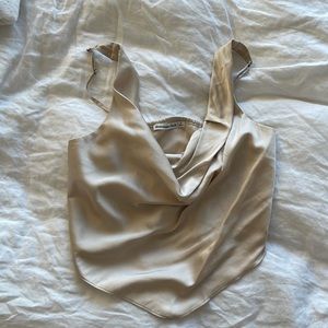 Abercrombie & Fitch Cream Satin Cowl Neck Top
